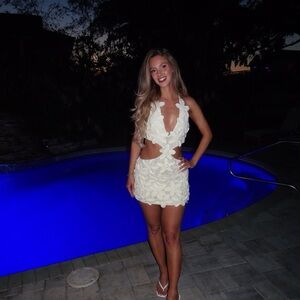 White Crochet Cutout Mini Dress - Women